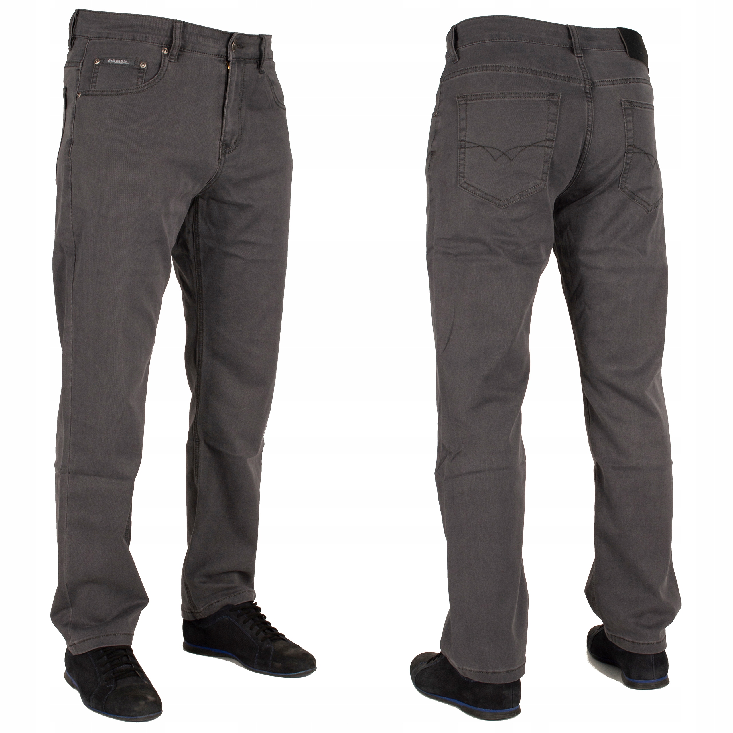 Spodnie męskie bawełna W:38 L:30 102 CM cienkie ciemny popiel na lato