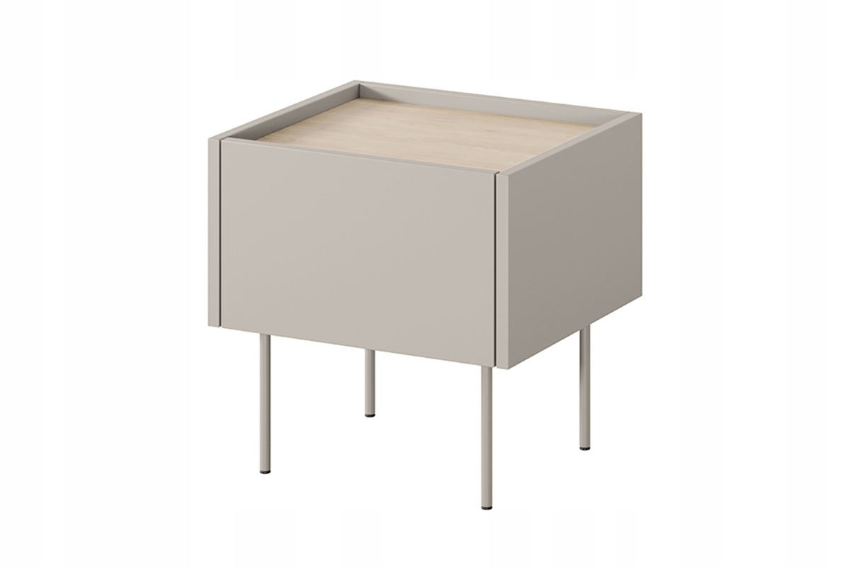 Nočná skrinka s zásuvkou Desin, farba Kašmír, béžová, kovové nožičky