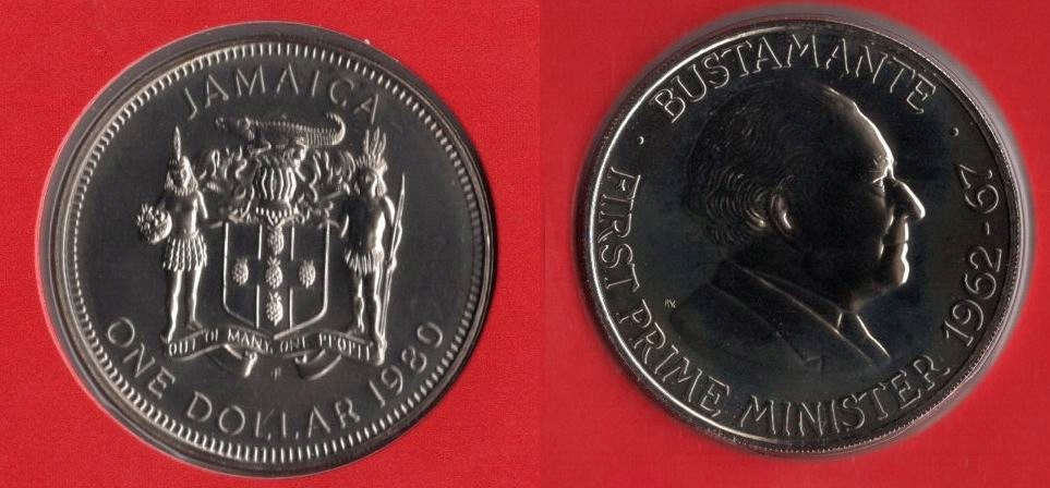 JAMAJKA 1980 1 DOLLAR Z ZESTAWU WĄSKI NAPIS 