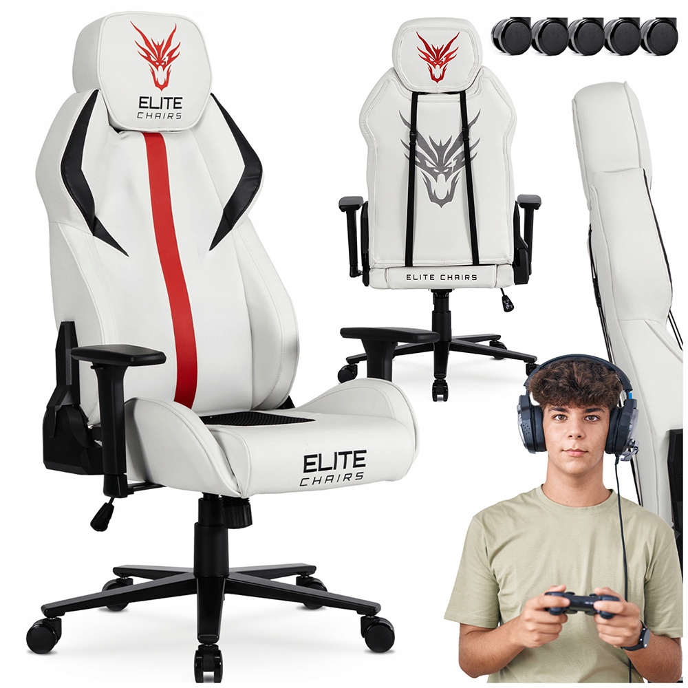 Otočné křeslo Bílá Herní Ergonomická kancelářská židle Ekokůže Nexon