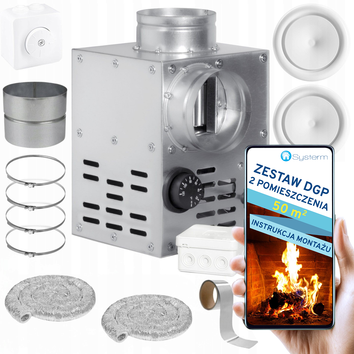 Komínová Turbína Ventilátor pre krb Sada Dgp pre 2 miestnosti 50m2