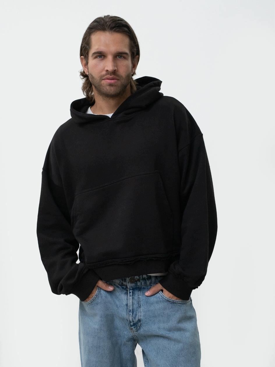 Mikina Volná S Kapucí Oversize Bez potisku Pánská Černá Jigga Wear Pure L