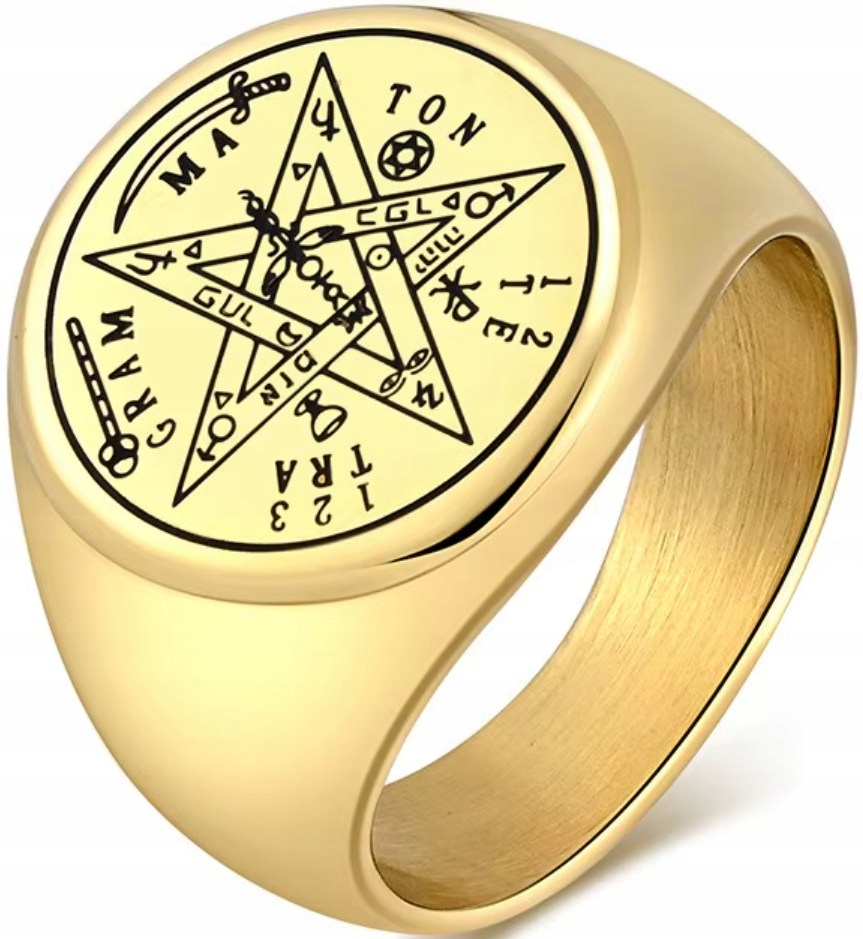 Zlatý Kulatý signální pentagram Šalamounova pečeť Ezoterický tetragrammaton