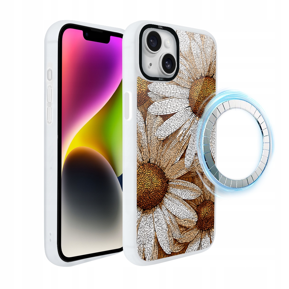 Pouzdro pro iPhone 14 Plus Ibizu DropGuard Matt s MagSafe, heřmánková mozaika