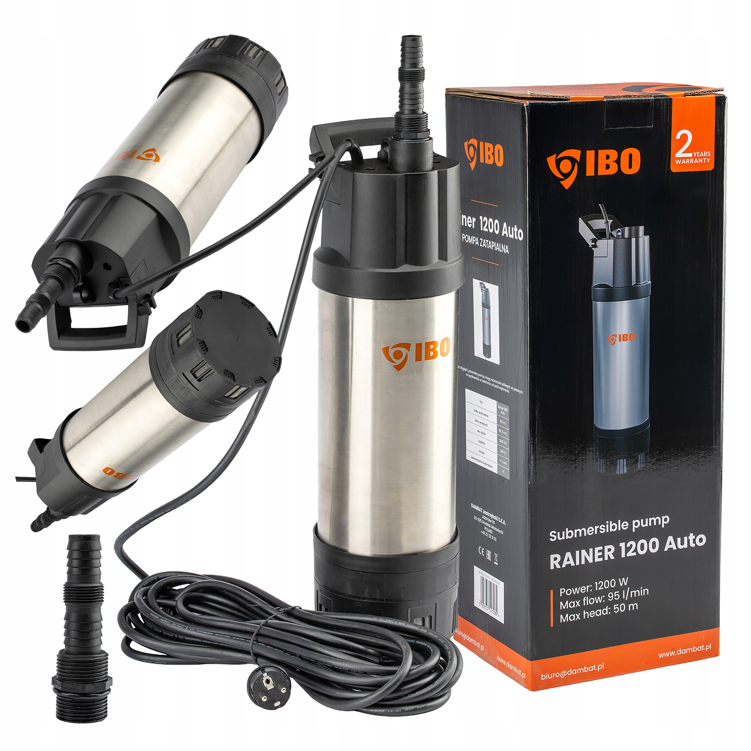 Pompa Zatapialna Zanurzeniowa Do Wody Rainer 1200 Automatyczna Solidna Ibo