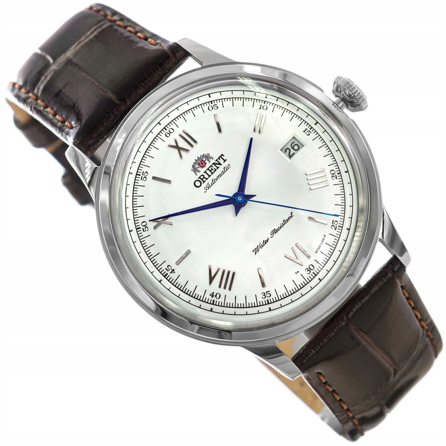 Pánské Hodinky Orient TAC00009W0 Bambino Automatic Hnědé S Datovým Řemínkem