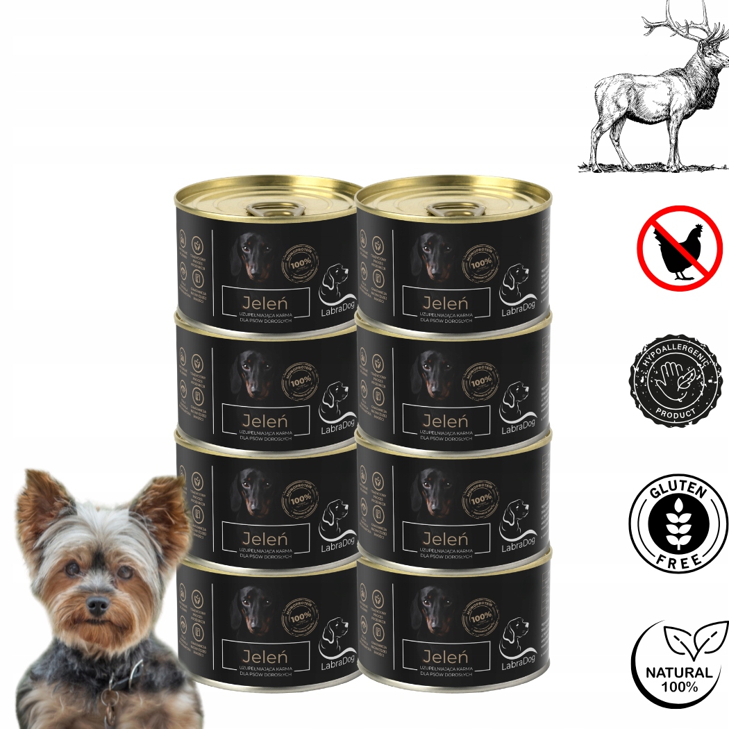 Levně LabraDog Superfood Hypoalergenní jelen 100% pro Yorkshirského teriéra 8x200g