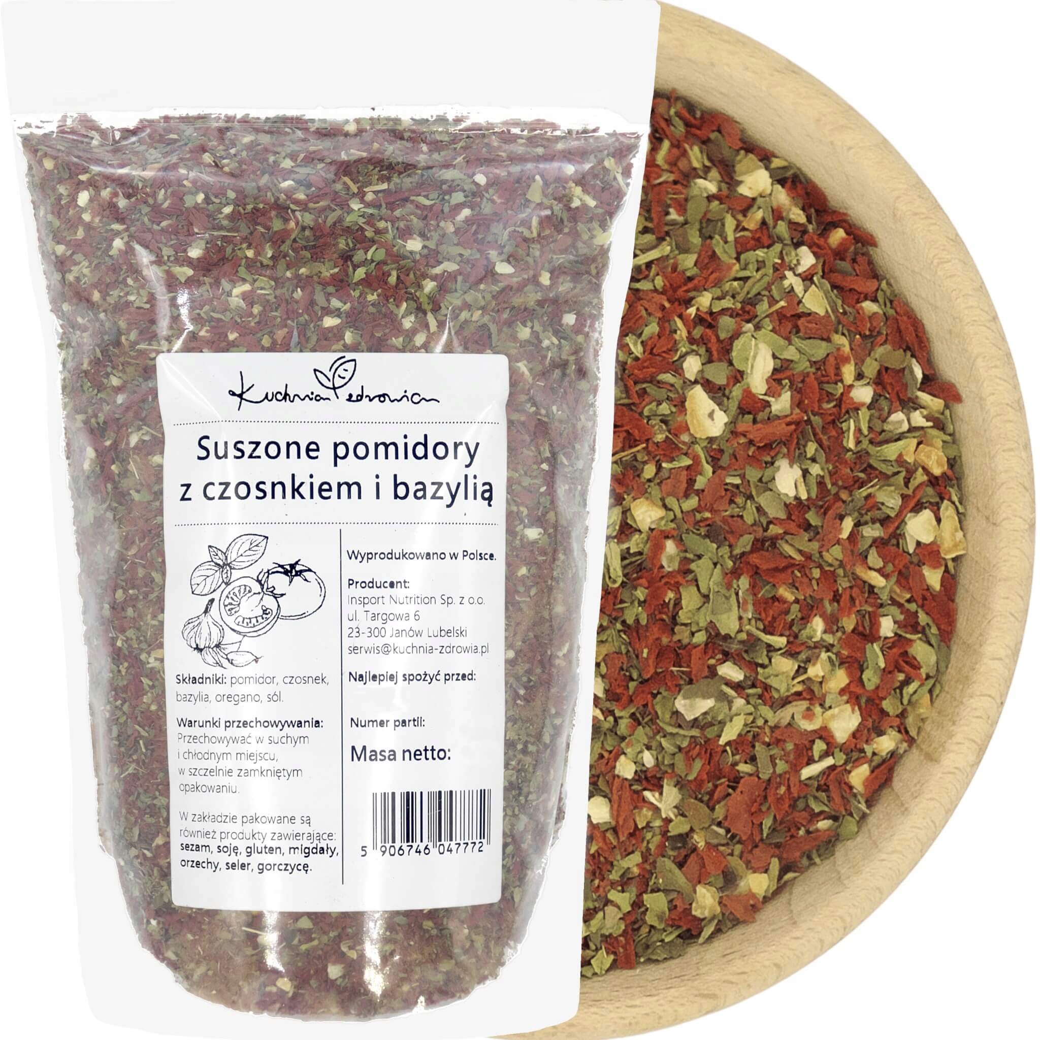SUSZONE POMIDORY Z CZOSNKIEM I BAZYLIĄ 200g Naturalne | KUCHNIA ZDROWIA