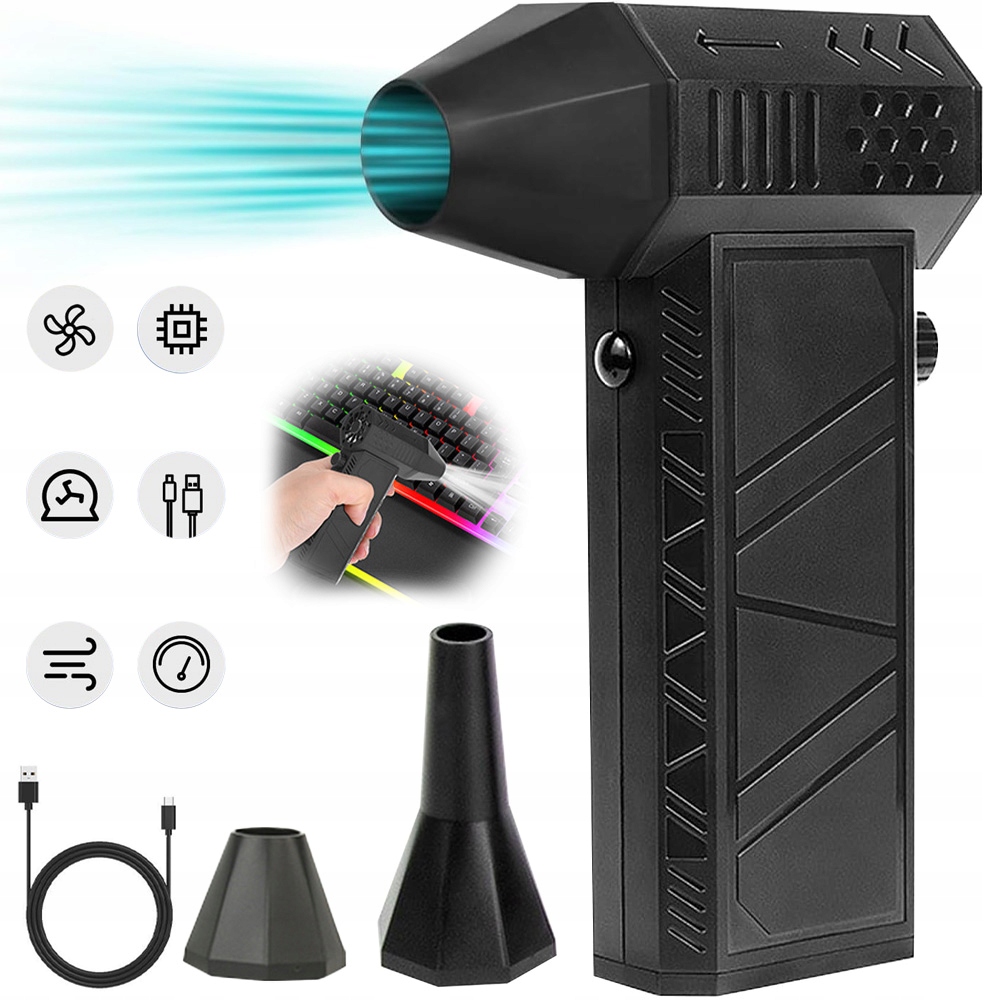 Dmychadlo Mini Turbo 3 Rychlosti Usb Akku Air Duster Prach 130000 Ot/min
