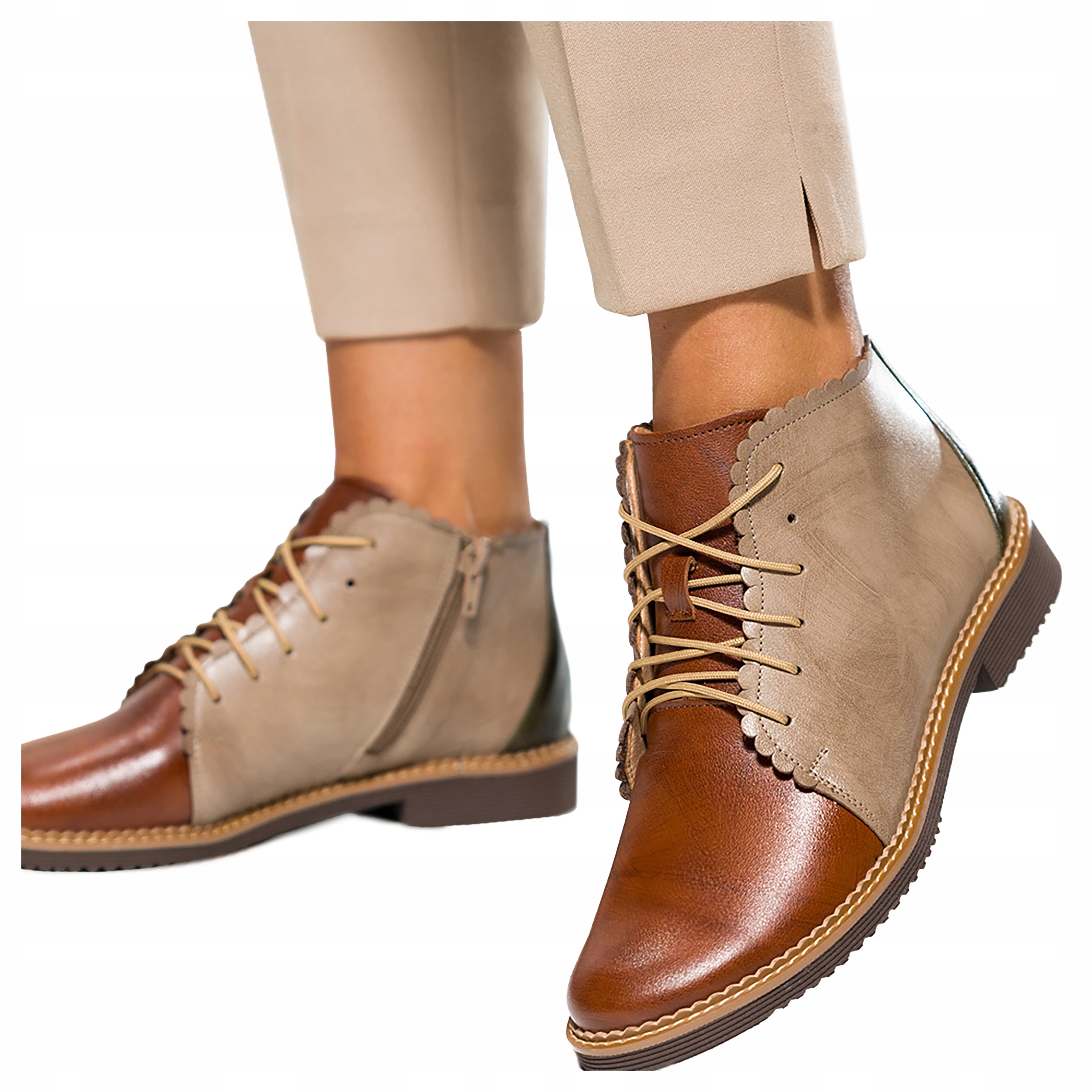 Bronzové Dámské Kotníkové Boty Kožené Pohodlné Lehké Polský Výrobek vel. 36