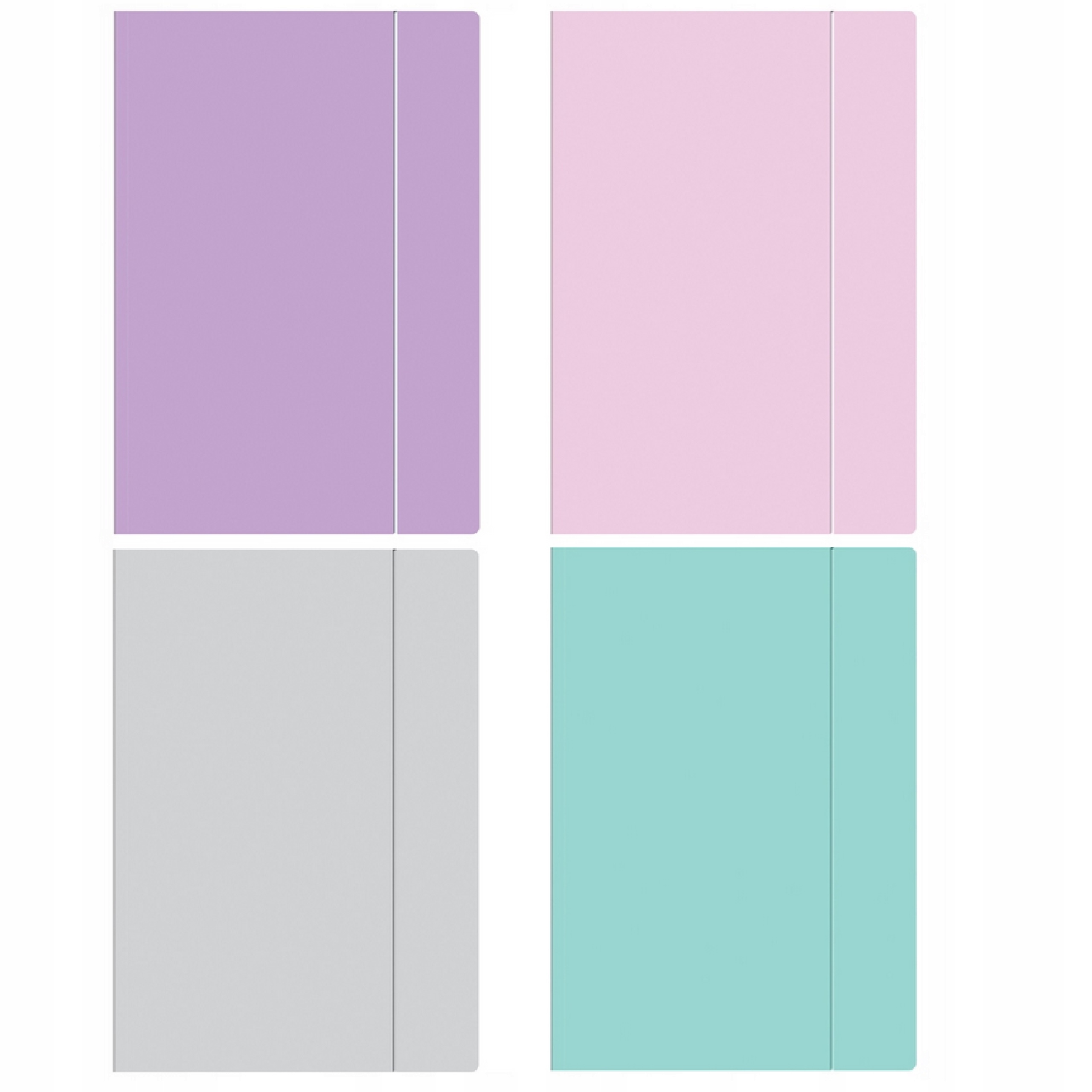 INTER TECZKA Z GUMKĄ A4 TECZKI NA DOKUMENTY, PASTEL ZESTAW 4 SZT