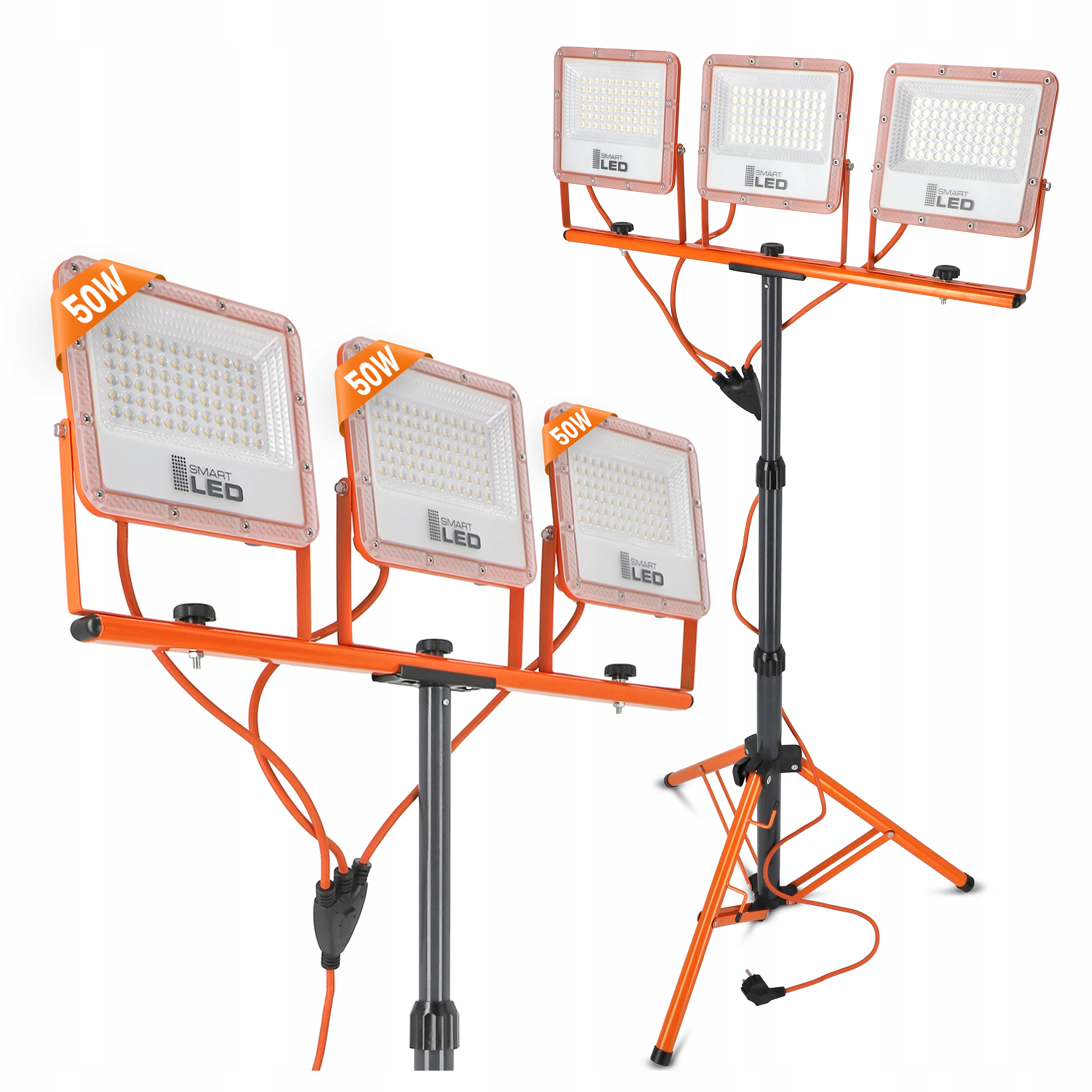 Halogen Led Stavební Stativ Osvětlovač 3x 50W 16500lm Pracovní lampa IP65