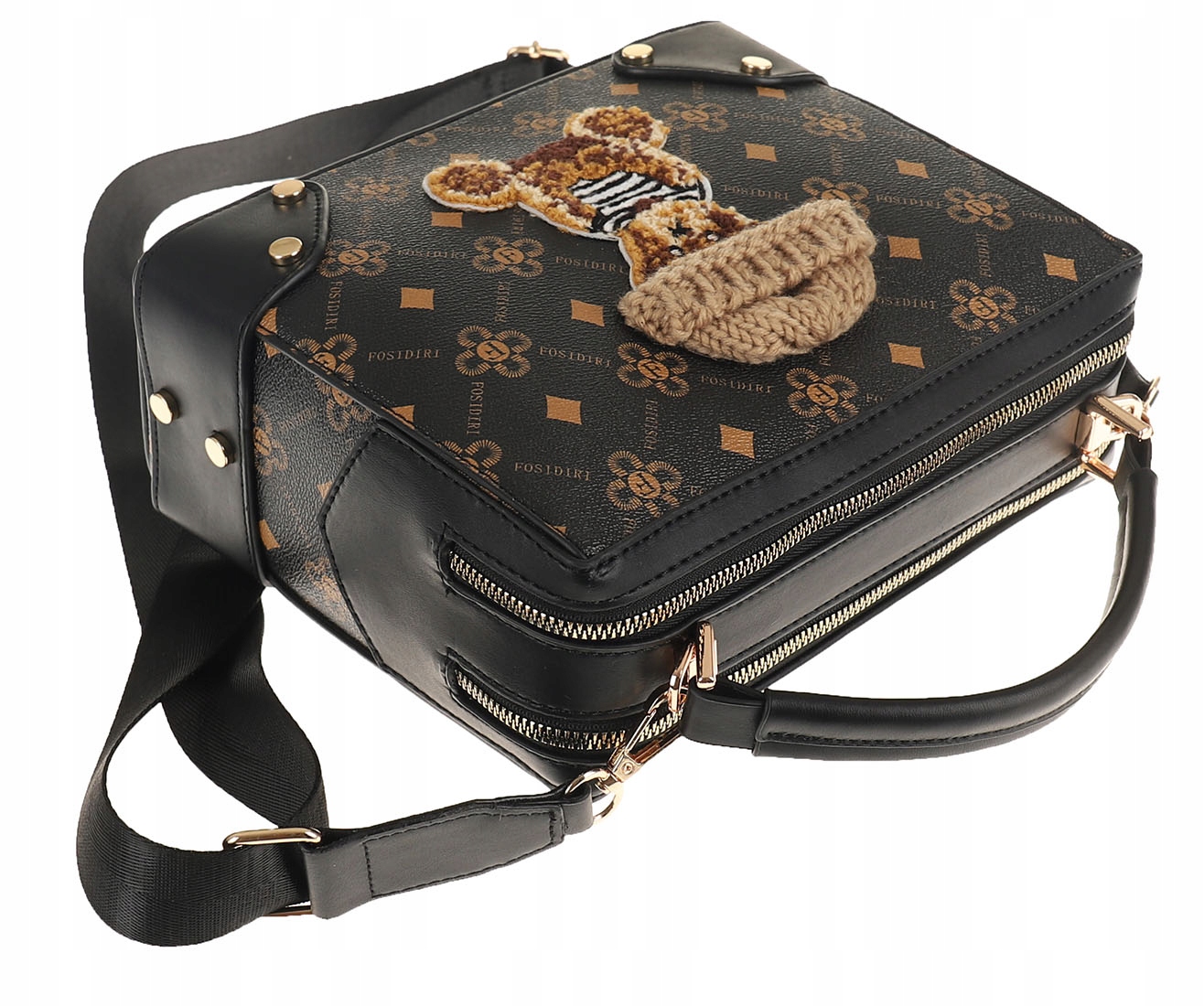 Elegancka Torebka Damska kuferek z Misiem listonoszka YD662 Materiał dominujący skóra ekologiczna