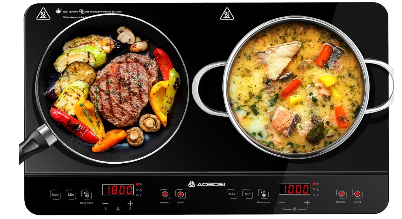 Aobosi – Przenośna płyta indukcyjna 2-palnikowa z 20 poziomami temperatury