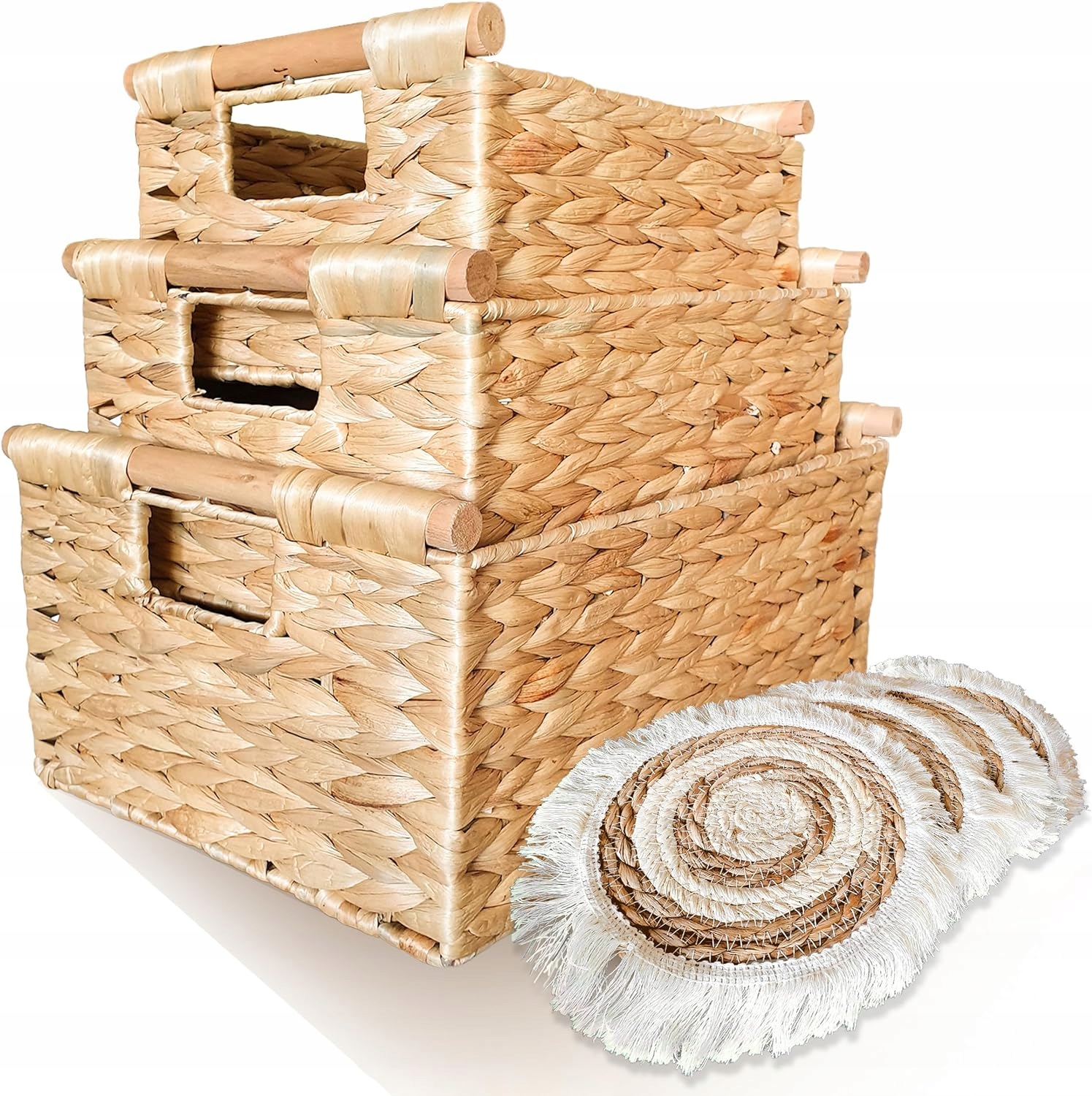 NATURALNY KOSZ DO PRZECHOWYWANIA Z HIACYNTU WODNEGO ZESTAW 3SZT