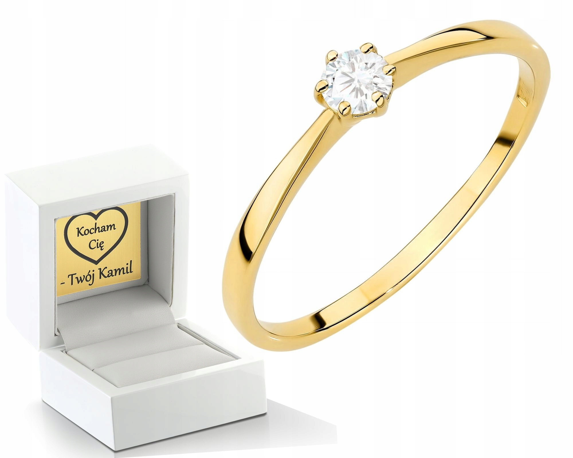 Klasický Prstýnek Prsten S Diamanty, Brilianty Ryzost 585 14K, Dárek Gravírování