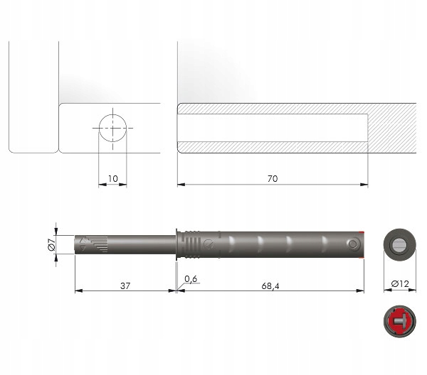 K-PUSH ODBOJNIK BIAŁY Z MAGNESEM STRONG + ADAPTER Rodzaj odbojnik