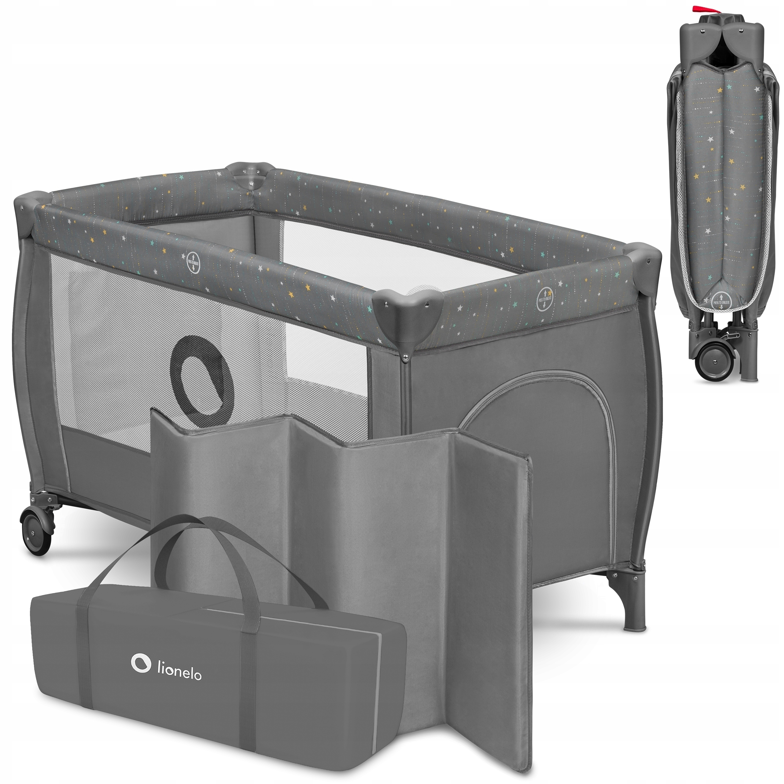 Łóżeczko turystyczne Lionelo Lo-stefi Plus Grey Multicolor