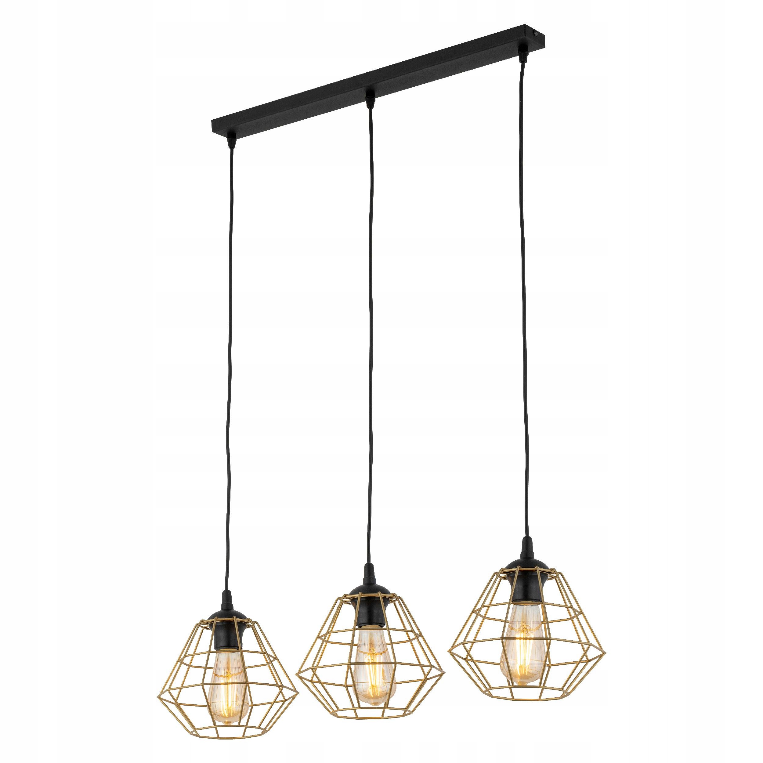 Závěsná lampa Diamond Zlatá Kovová Stínidla 3xE27 Moderní stropní obývací pokoj