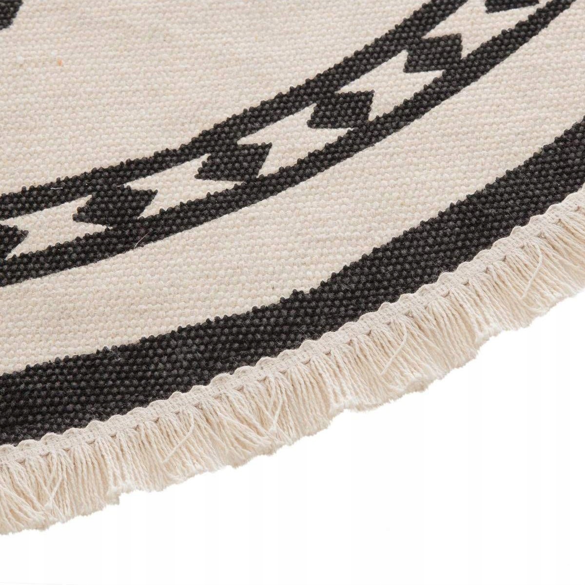 DYWAN OKRĄGŁY Z FRĘDZLAMI BOHO STYL ETNO WZÓR 90cm Grubość 5 mm