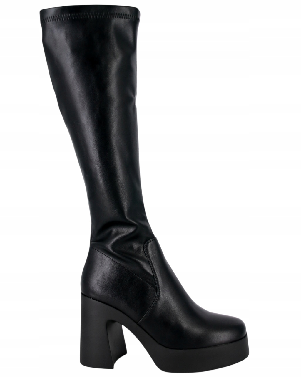 Kozačky Na Podpatku 10 CM Eko Kožené Dámské Festivalové Boty 41