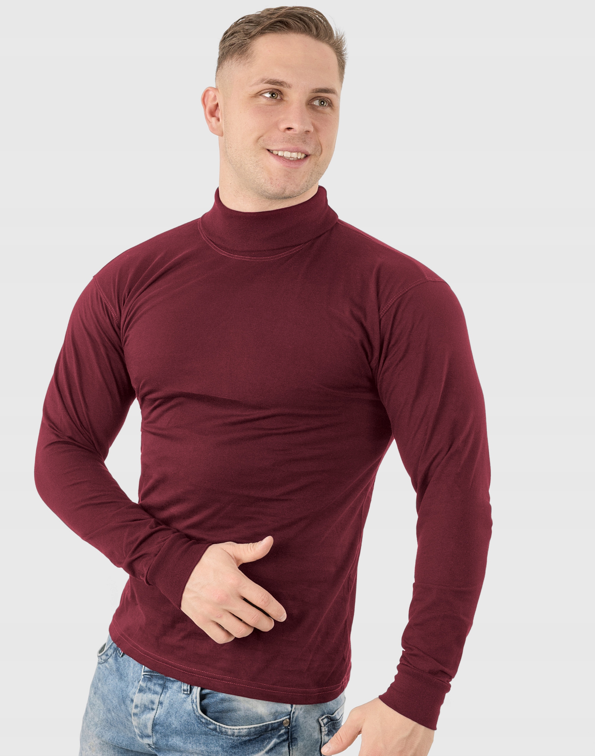 Elegancki Sweter Golf Męski Golfy WXM r M bordowy Model WXM EAST SHORE