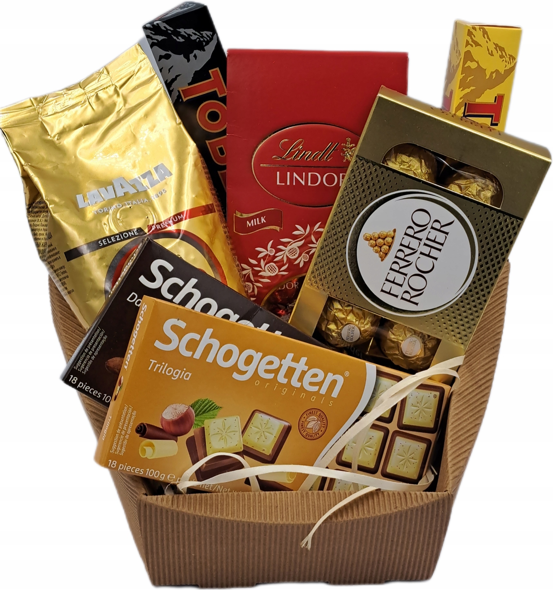 Dárkový koš dárkový košík káva Lavazza pralinky Lindt jako dárek