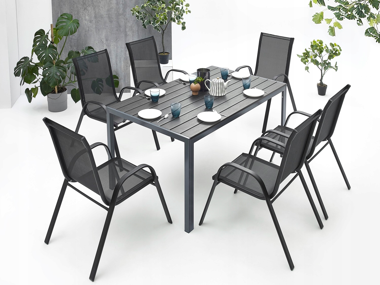 MEBLE OGRODOWE ZESTAW STÓŁ 6+1 NA TARAS BALKON Producent MAT-COMPANY