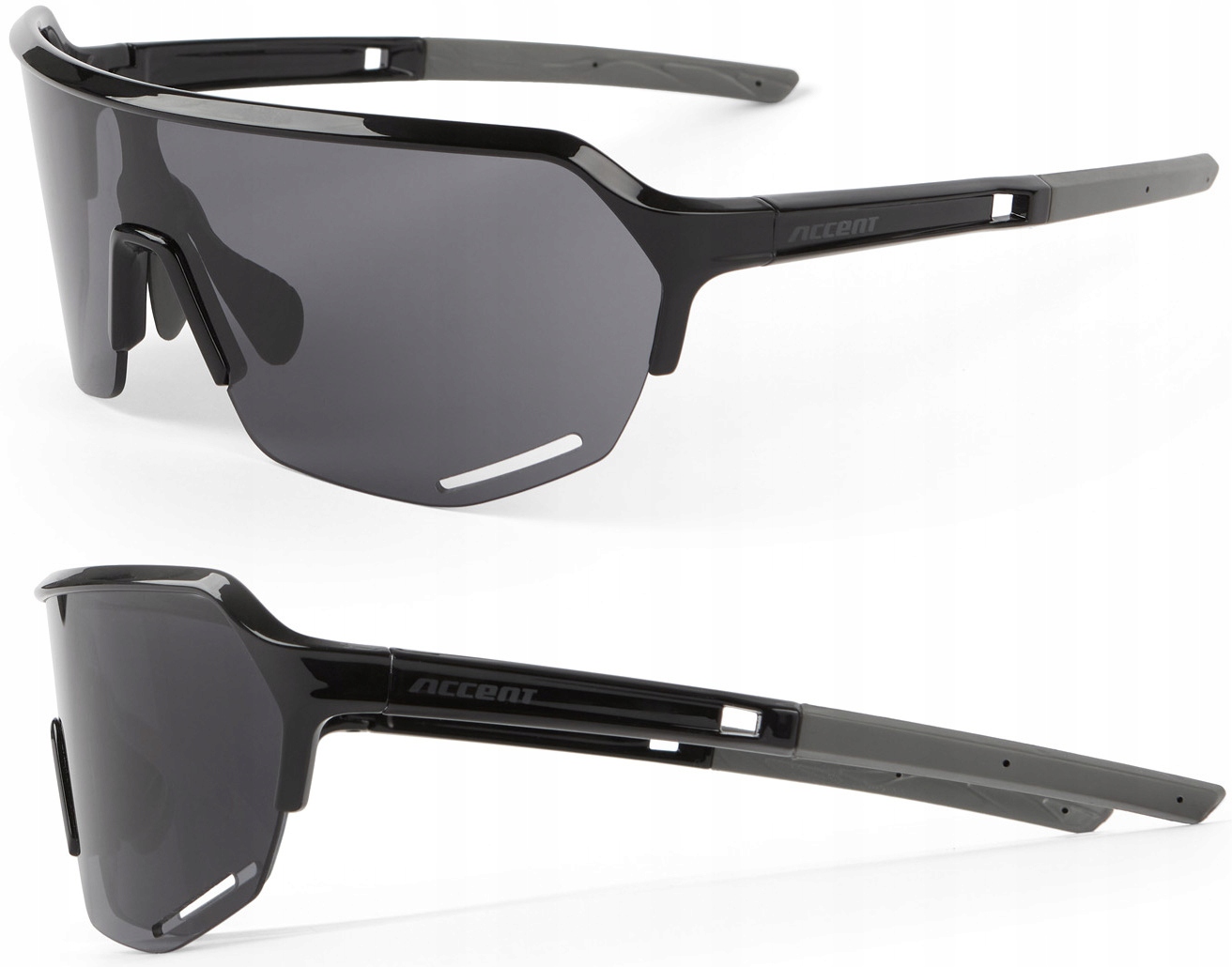 Okulary Rowerowe Accent Hero Czarne Matowe 2 szkła Etui