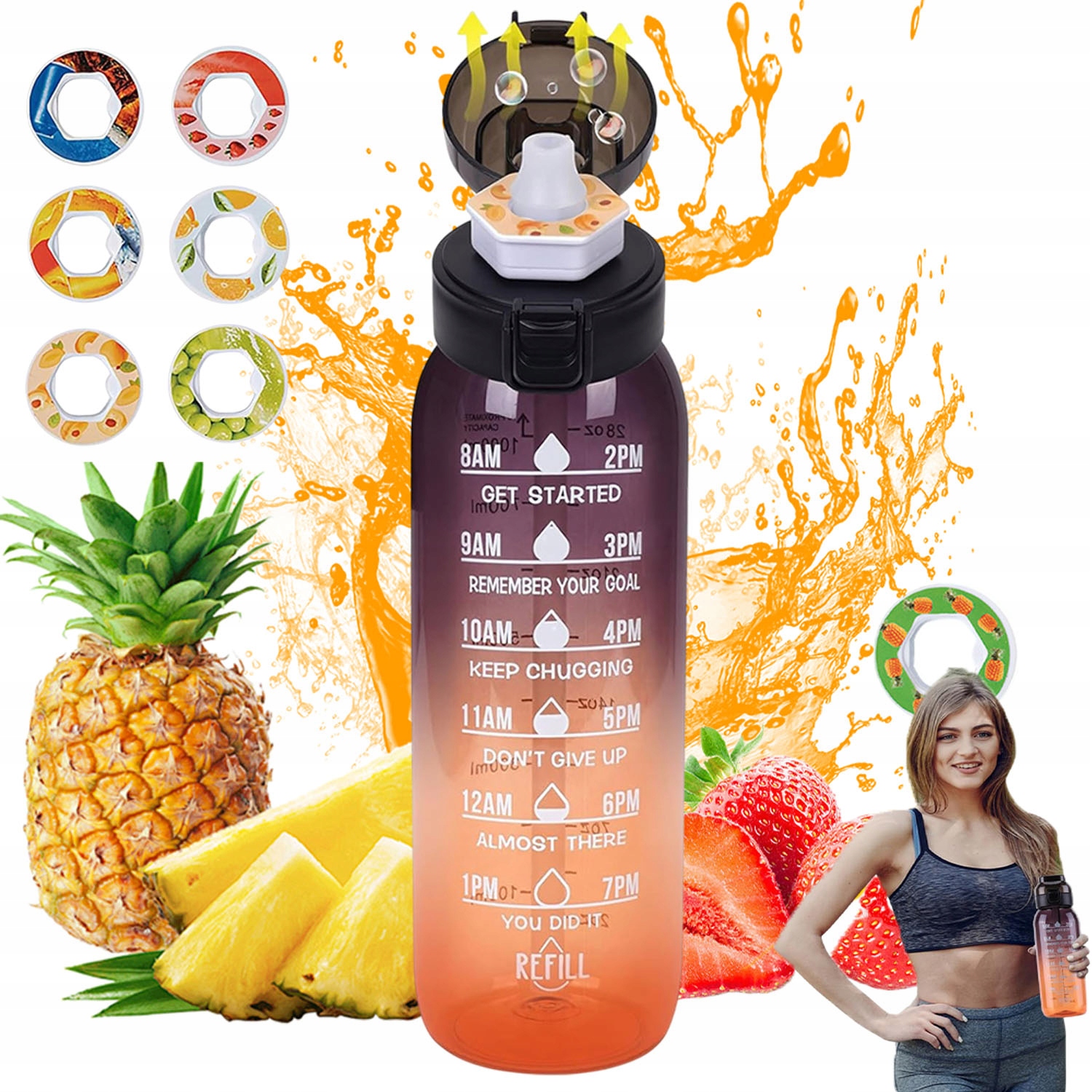 Láhev Na Vodu O Objemu 1000 ML S Chuťovými Kapslemi