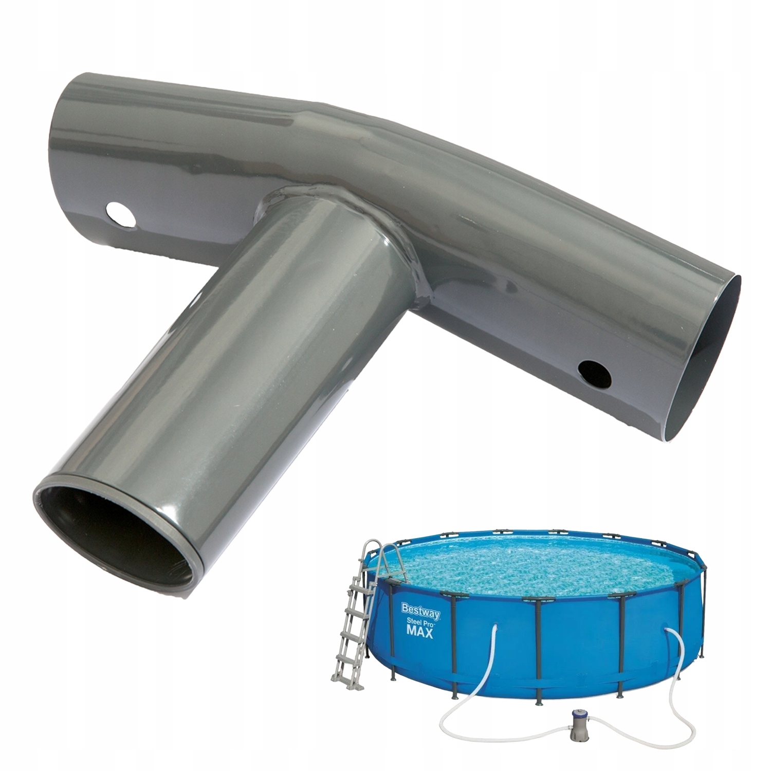 T-rozdělovač spojka šedá kovová pro rám bazénu Bestway 56462