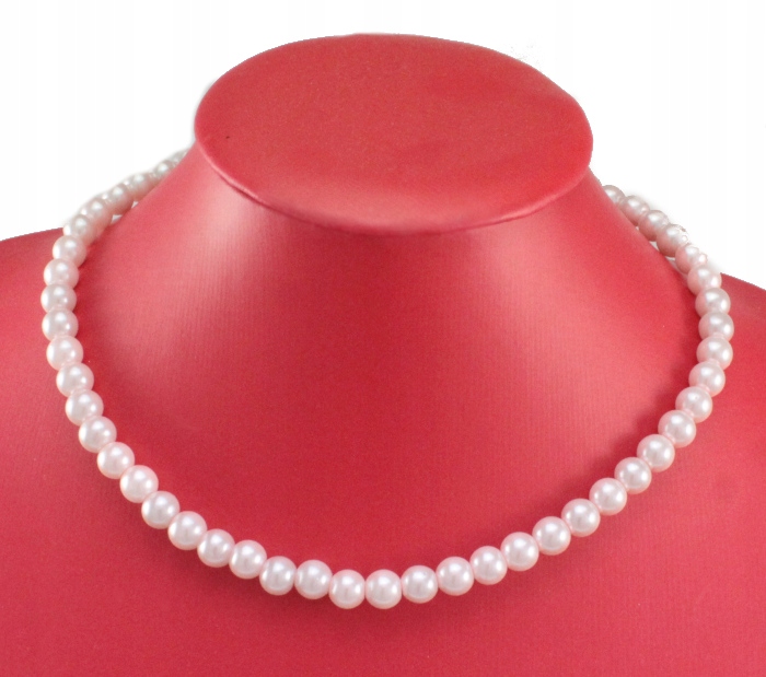 NASZYJNIK PERŁY SZKLANE PUDROWE KRÓTKIE 8 MM