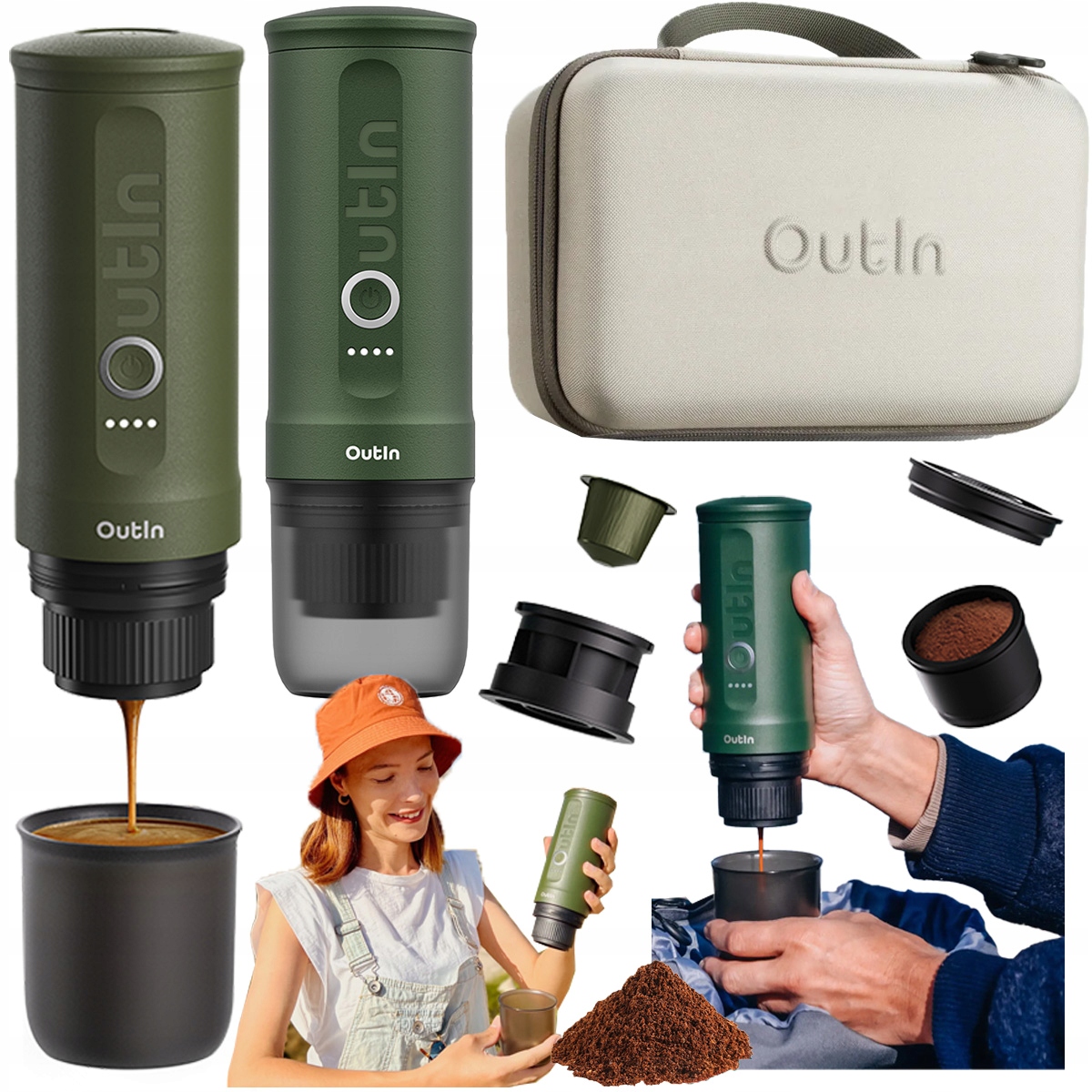 Ekspres w walizce do kawy mielonej kapsułek 20 bar Outin Nano Ciśnieniowy