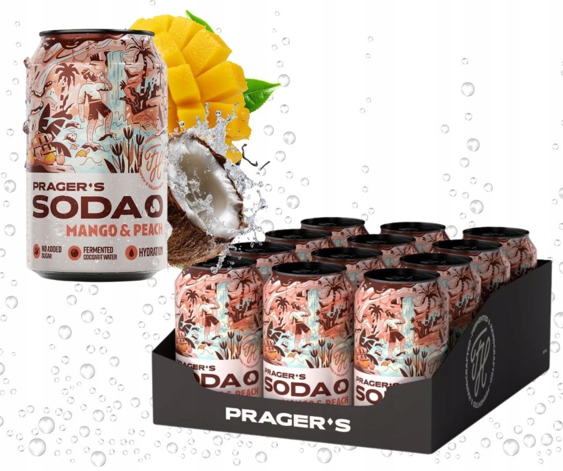 Napój Soda Mango&Peach z wodą kokosową 330ml Prager's