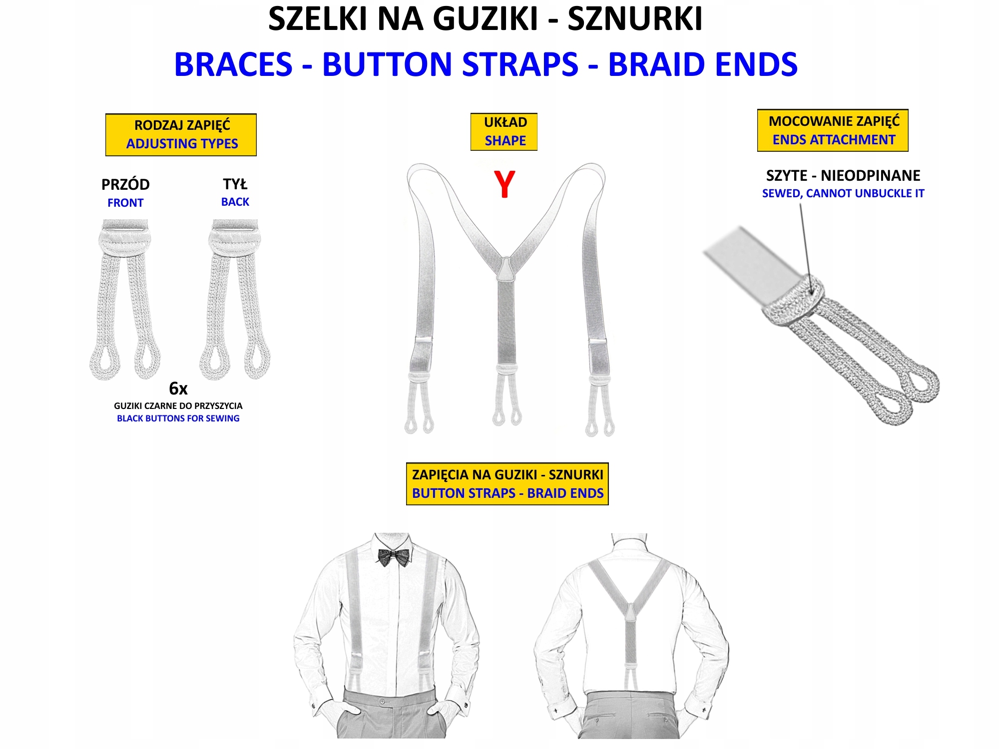 SZELKI DO SPODNI JASNY GRANAT NA GUZIKI WEŁNA 100% Marka inna
