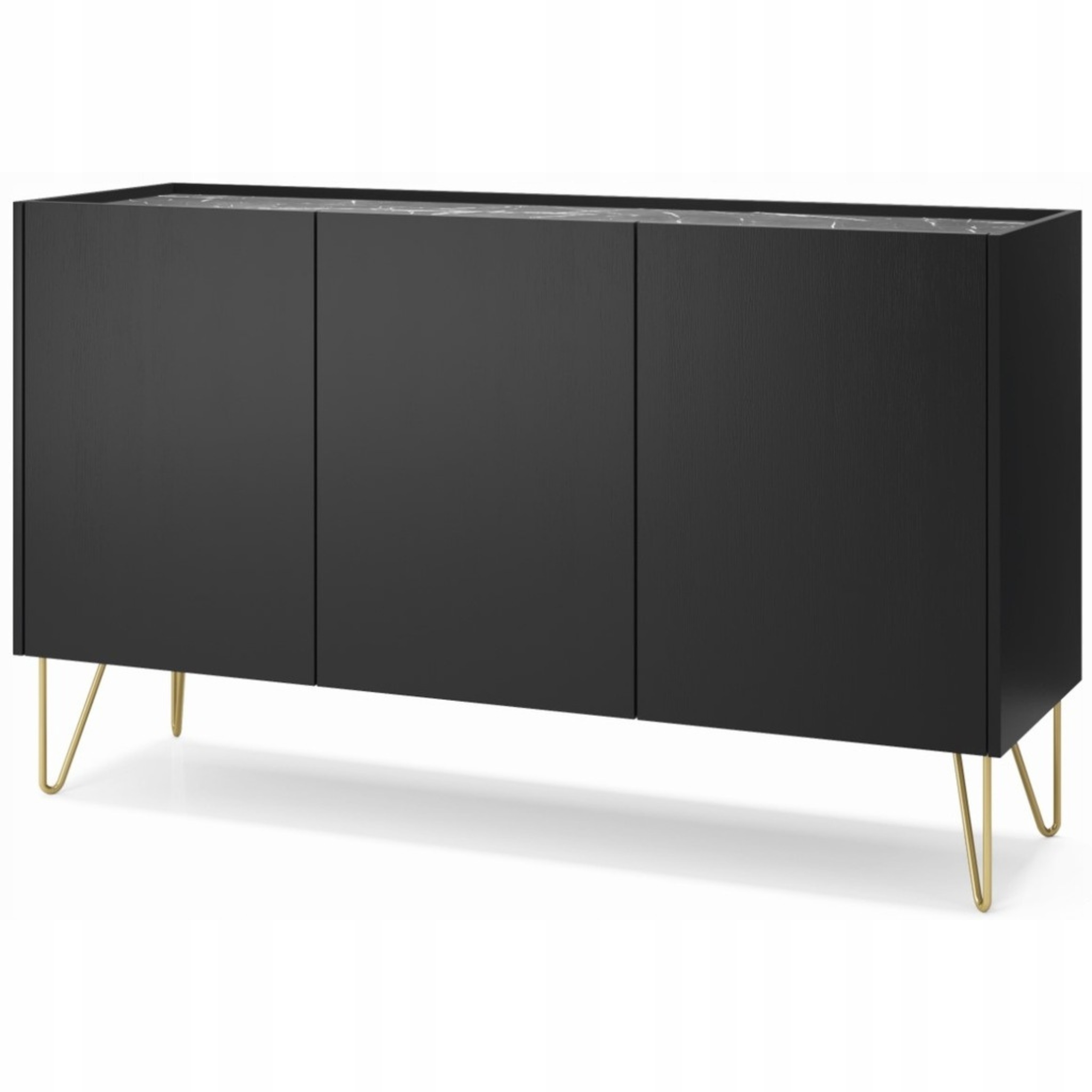 Komoda na złotych nóżkach Harmony K144 Czarny grafit Marmur black Royal