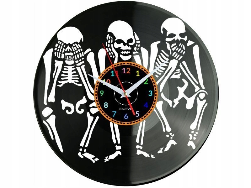 Skeleton Dárek Originální dekorace do domu Hodiny z vinylové desky
