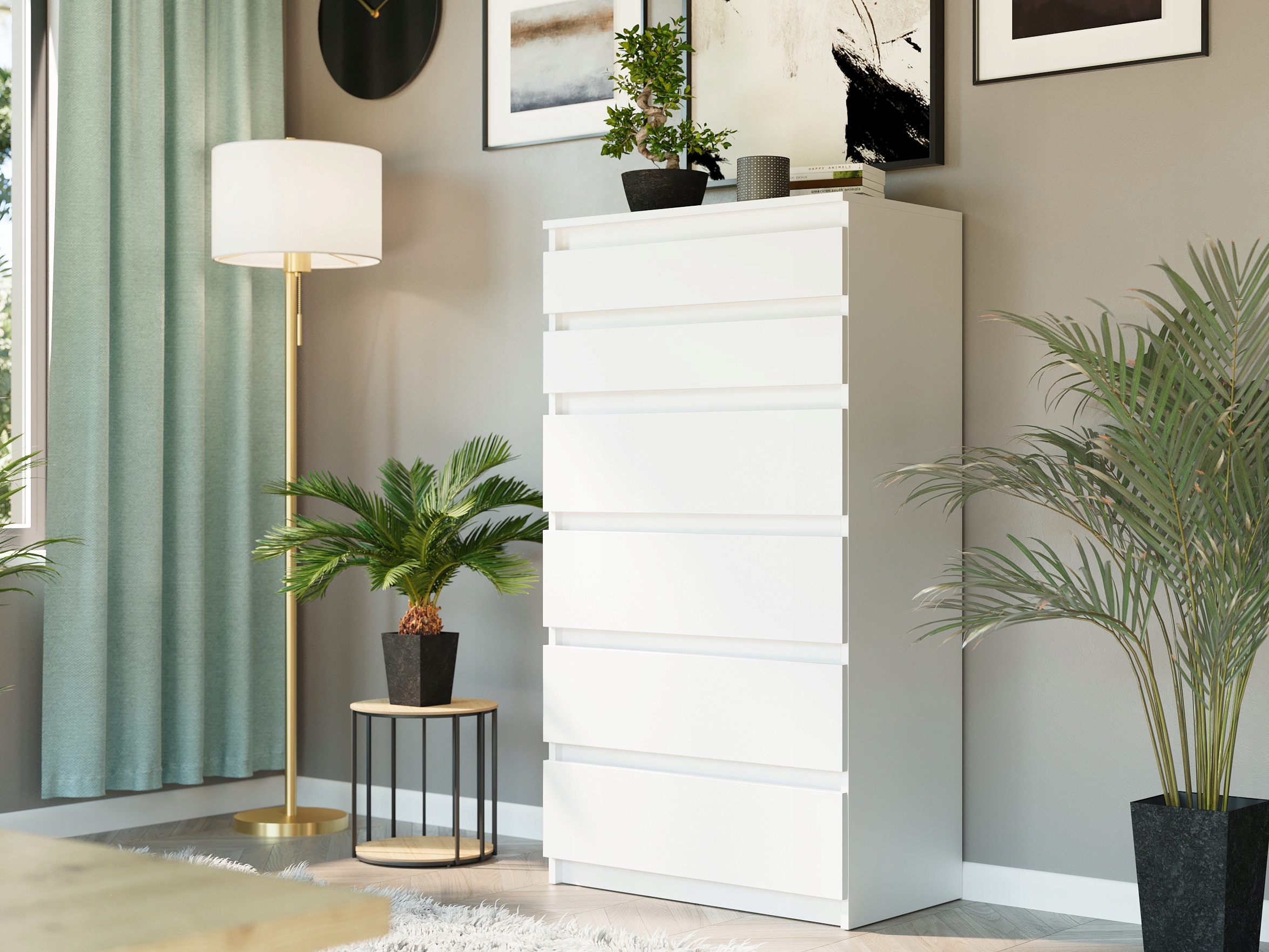 NOWOCZESNA KOMODA SZAFKA 6 SZUFLAD BIAŁA Prod. PL R-6