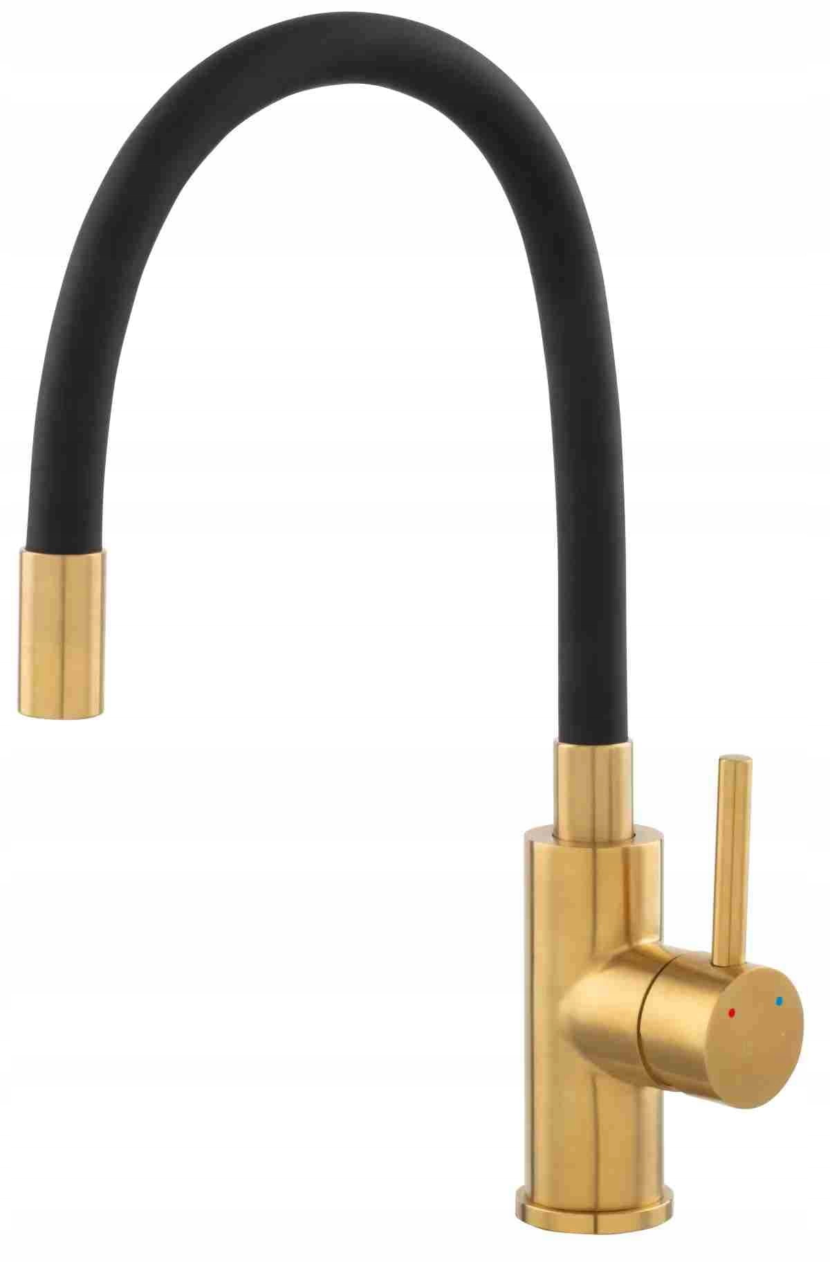 Ferro Bateria kuchenna Zumba Inox, Gold, elastyczna wylewka, stojąca.