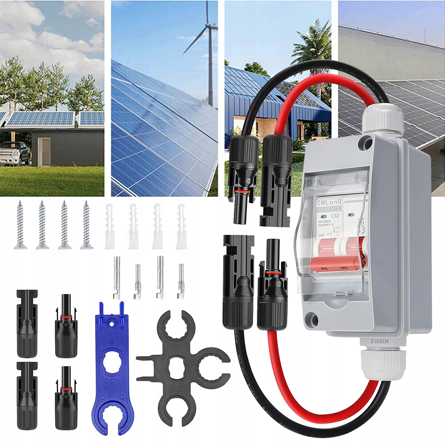Solar Pv Combiner Box Wyłącznik DC 500 V 1-STRUNOWY 1 W 1 Wyjście 32 A