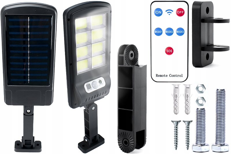 OŚWIETLENIE ZEWNĘTRZNE OGRODOWE MOCNA LAMPA SOLARNA LED ULICZNA COB PILOT Wysokość produktu 36.5 cm