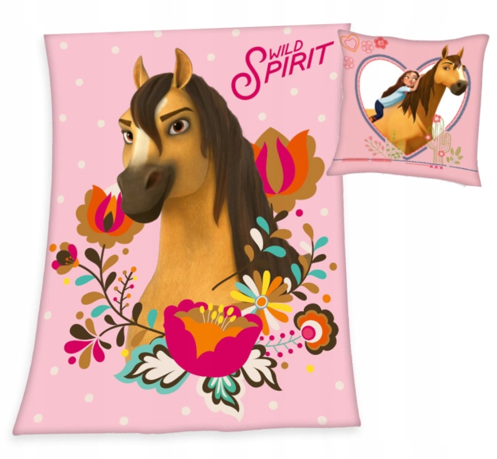 Spirit Mustang Koc Polarowy 130x170 Poduszka 40x40 Koń Duch Zestaw