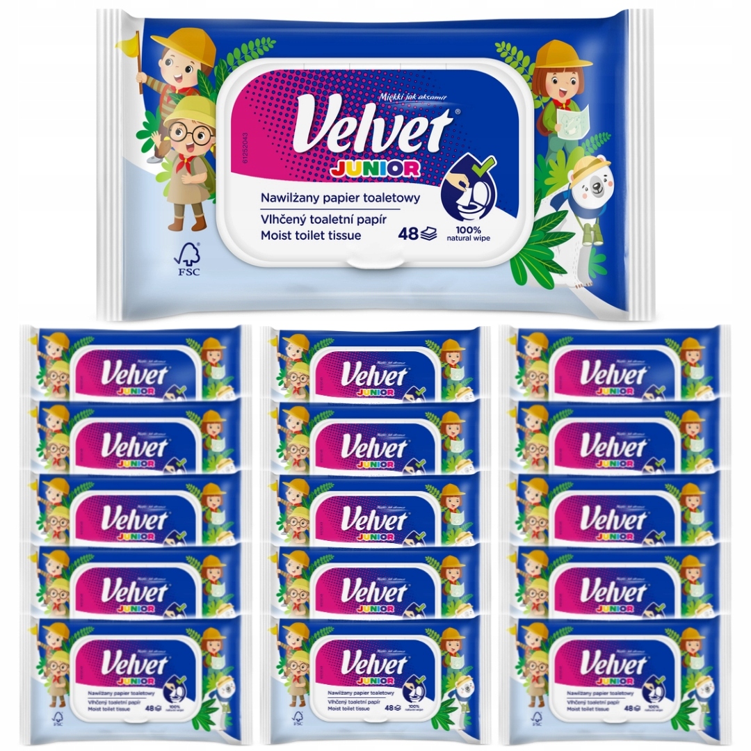 

Velvet Junior nawilżany papier toaletowy 16 paczek