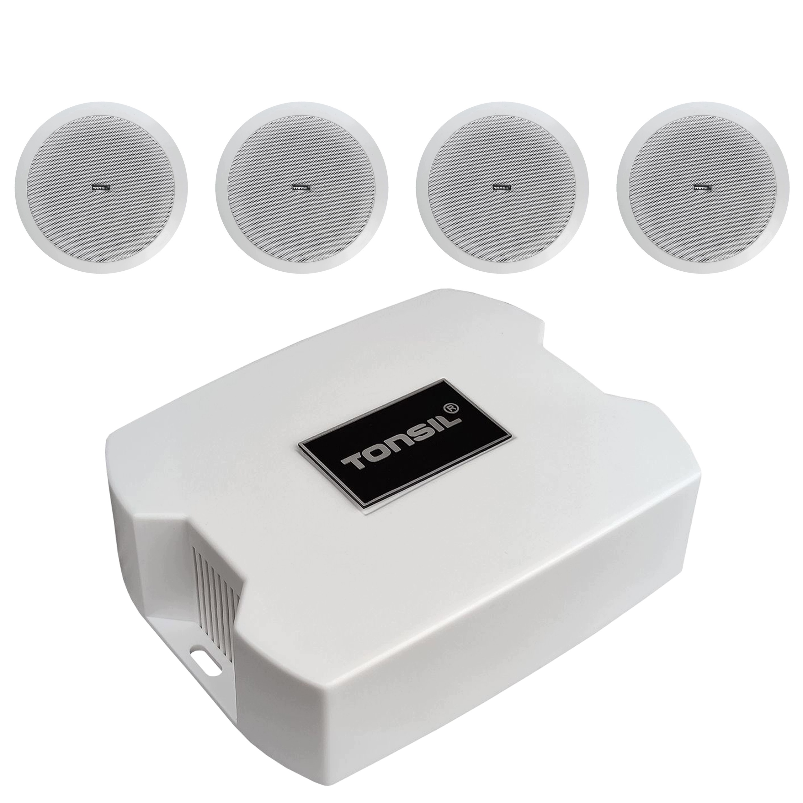 Set Tonsil: Zesilovač WS-25 4x Stropní reproduktor Zgsu 25T 2-dr (Bílý)