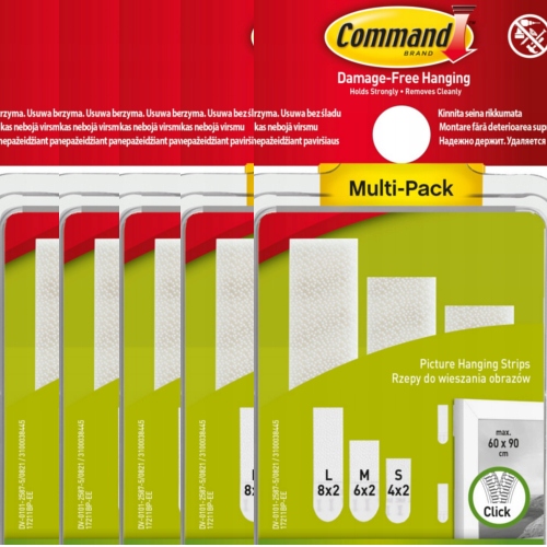 Command 5 x Suchý Zips Na Zavesenie Obrazov Sada 7,2 kg Sada 36ks/18 párov