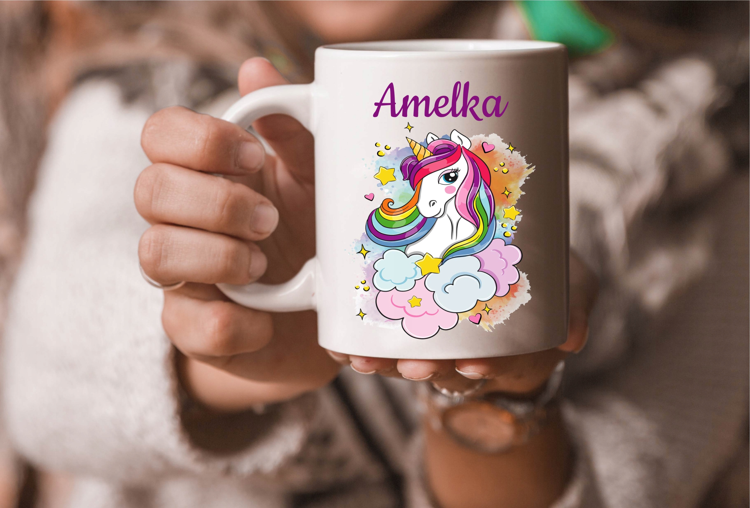 Kubek z kolorowym jednorożcem unicorn + dowolne imię Marka inna