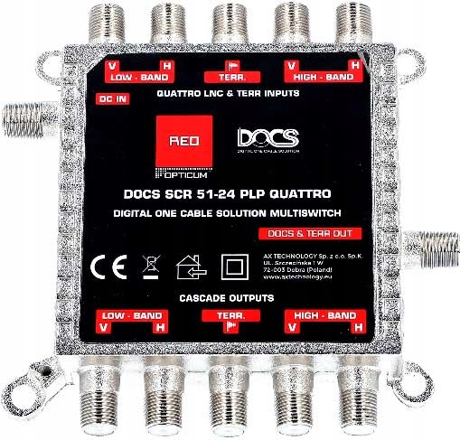 Multiswitch 4 / 5 Opticum DOCS SCR 51-24 PLP QUATTRO Waga produktu 148 g