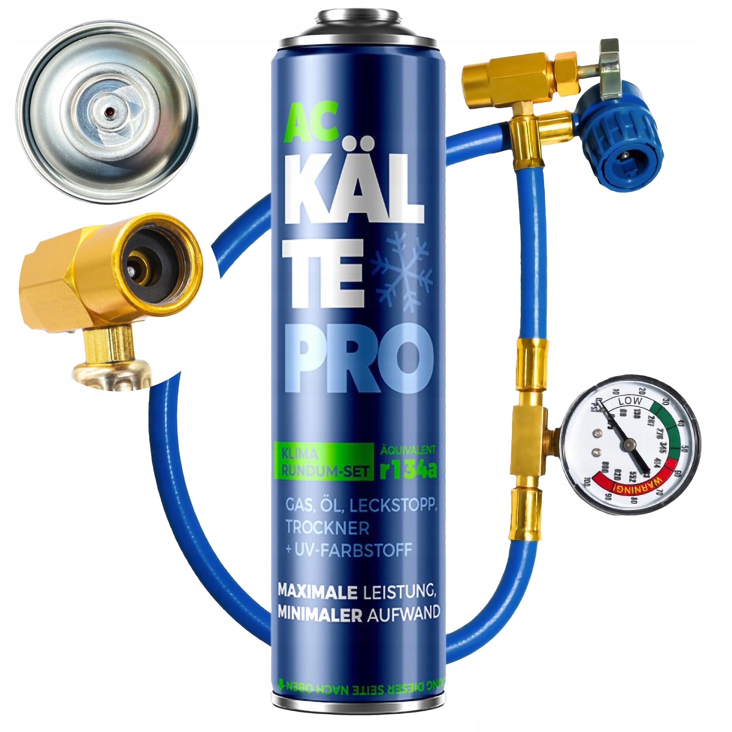 Plynná náplň klimatizace chladivo Kaltepro R134a 500 ml Hadice 5v1