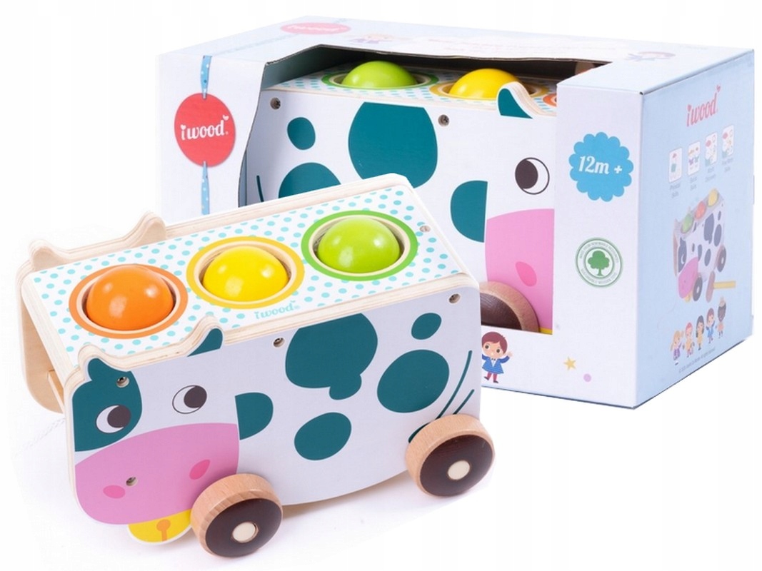 

Iwood Drewniana Przebijanka krówka na sznurku