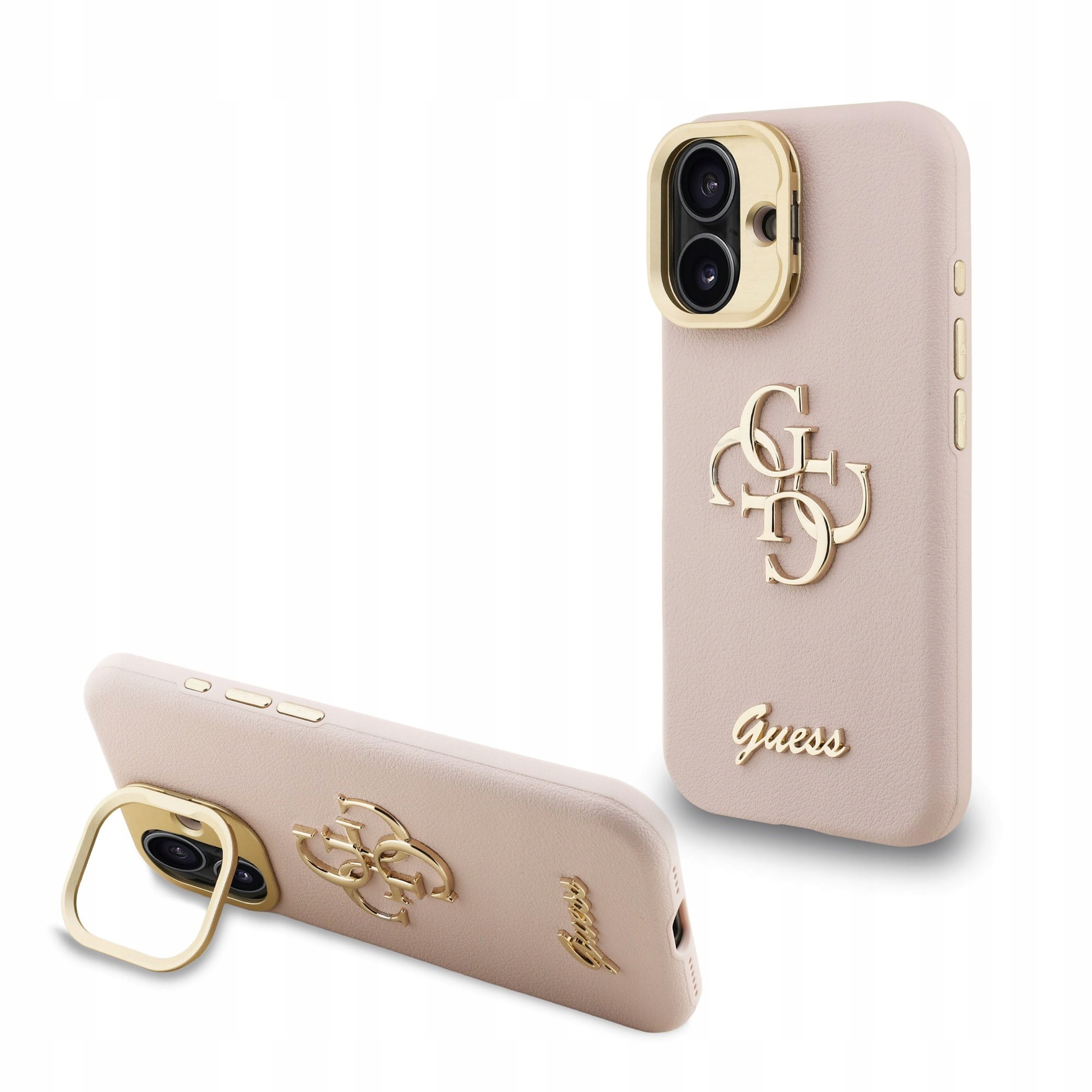 Etui Guess Pu Logo Stand podstawka do iPhone 16 Różowe Styl/ funkcjonalność